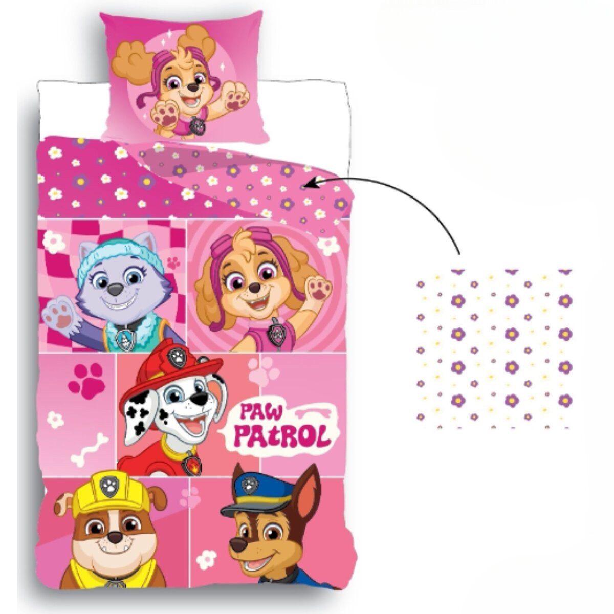 PAW PATROL Kinderbettwäsche Paw Patrol Bettwäsche Kinder – Bettbezug 135x200cm Set, Perfekt für Kinderzimmer