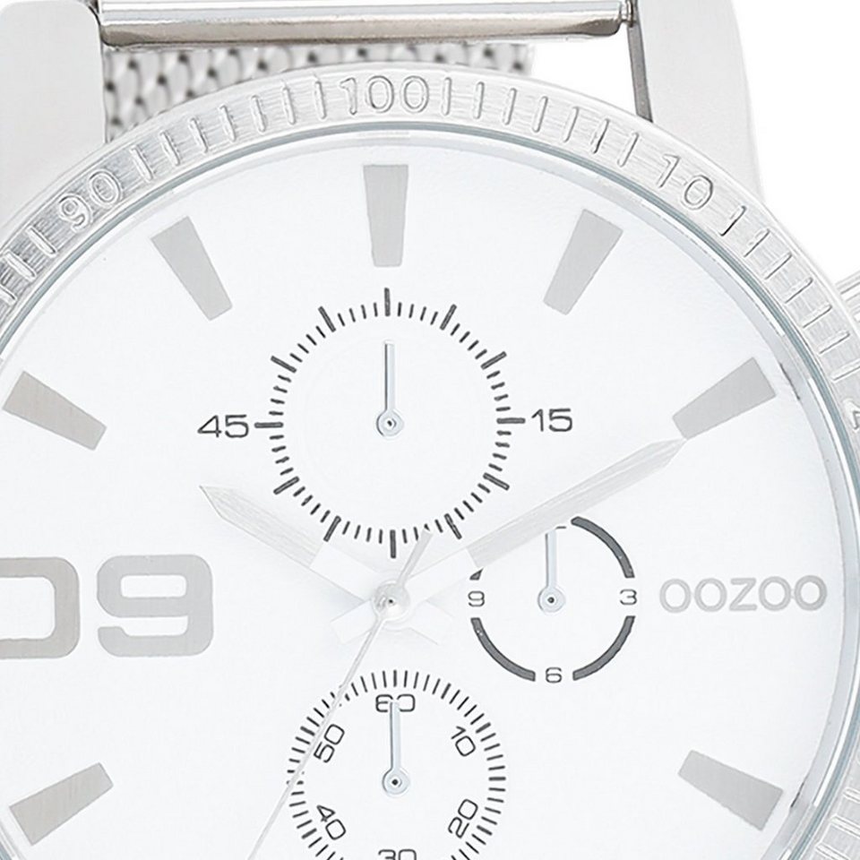 rund, OOZOO extra Herren Quarzuhr Laufwerk Herrenuhr Analog, Timepieces Japanisches 48mm) Armbanduhr (ca. Fashion-Style, groß Metallarmband, Oozoo
