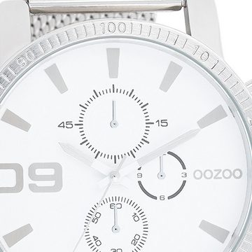 OOZOO Quarzuhr Oozoo Herren Armbanduhr Timepieces Analog, Herrenuhr rund, extra groß (ca. 48mm) Metallarmband, Fashion-Style
