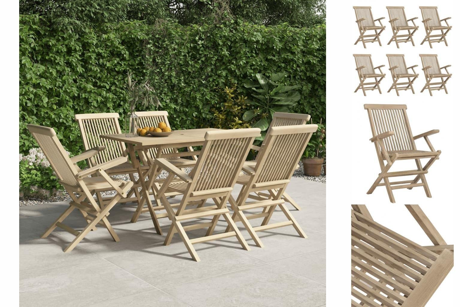 56x61x89 Gartenstuhl cm Grau Klappbar Gartenstühle Massivholz Stk vidaXL Teak 6