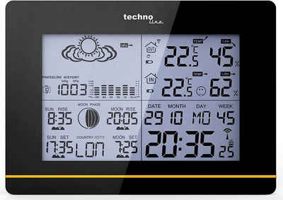 technoline WS 6750 Wetterstation (moderne Wetter Station mit Vorhersage von Wettersituation und Anzeige von Mondphasen in Form von Icons, Funkuhr, Wohlfühlindikator, hochglanz, schwarz)