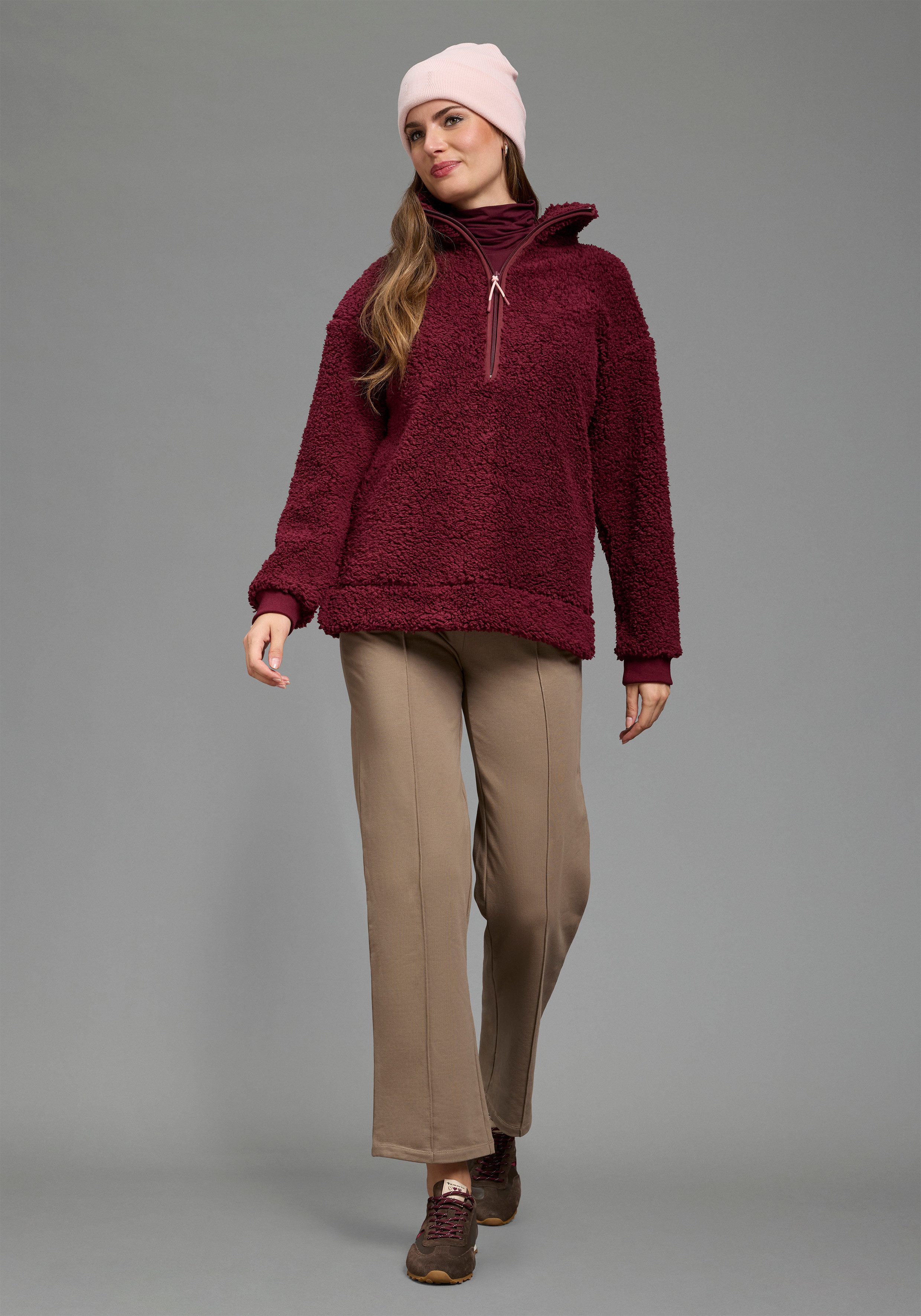 Laura Scott Fleecepullover (1-tlg) aus kuscheligem Teddyfleece mit Troyerkragen und Reißverschluss – Bild 4 von 5