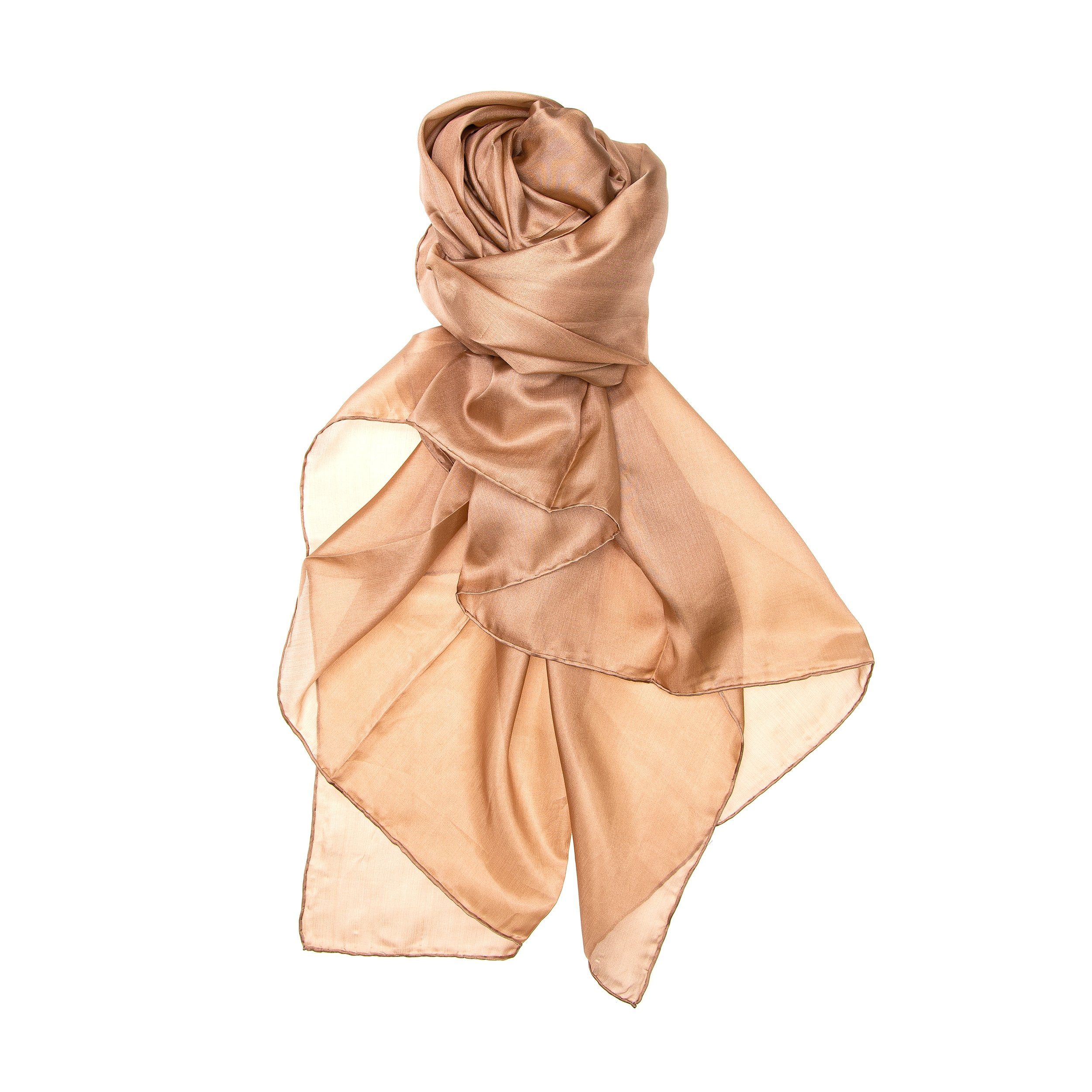 TINITEX Seidenschal Seidenschal Halstuch Schal Braun Milchkaffee