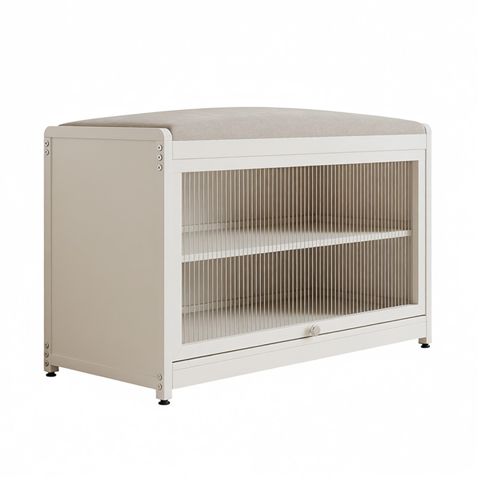 HTI-Living Schuhschrank mit Schiebetür und Sitzkissen Beige (1 Stück, 1-St., 1 Schuhschrank mit Sitzkissen) Sitzkissen mit Polyesterbezug in Leinenoptik