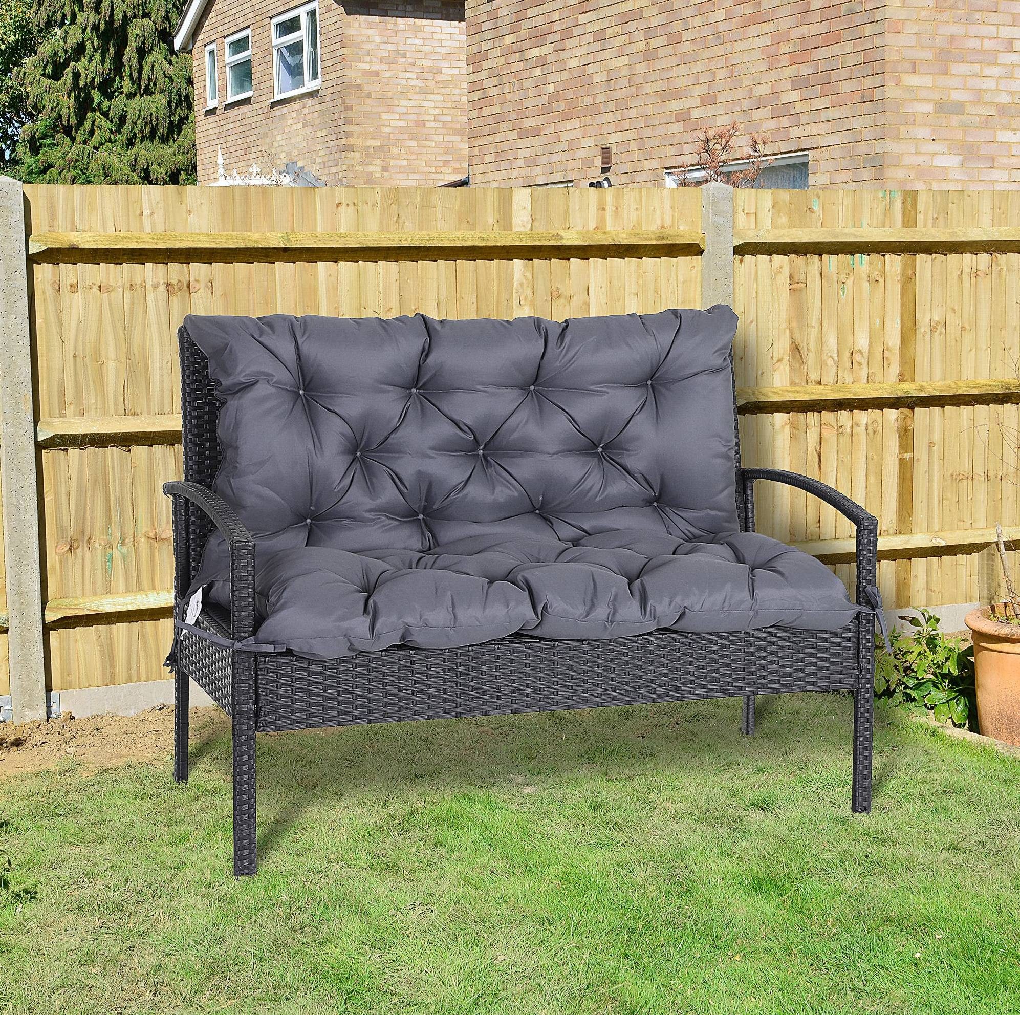 MODFU Bankauflage Sitzkissen Gartenbank 100 x 98 x 8 cm Dunkelgrau Baumwolle, (1 St), Outdoor Bankauflage gepolstert, angenehmer Sitzkomfort für Gartenbank