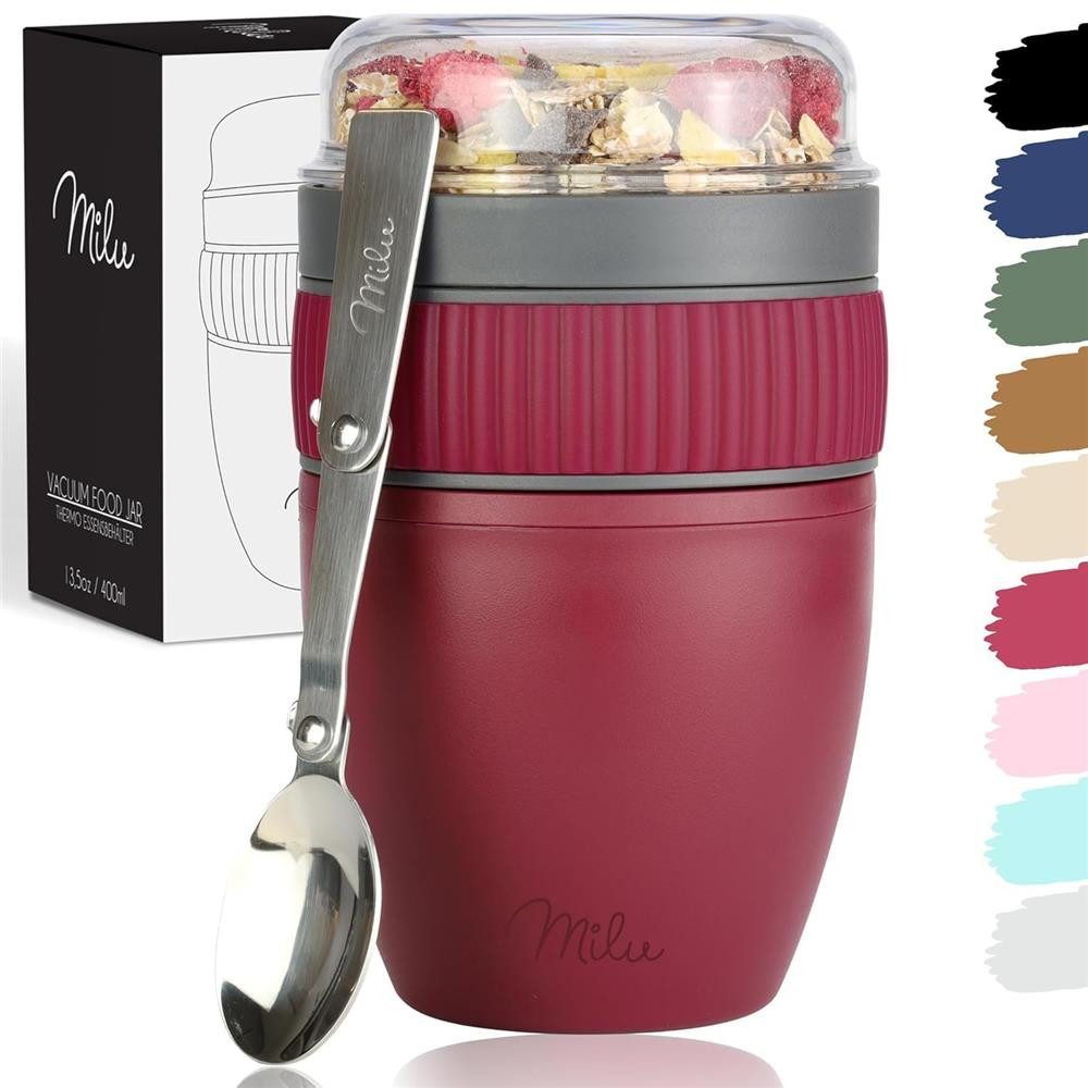 Milu Müslibox Milu Müslibecher To Go Kunststoff 400 ml, auslaufsicher, Müslimax Set