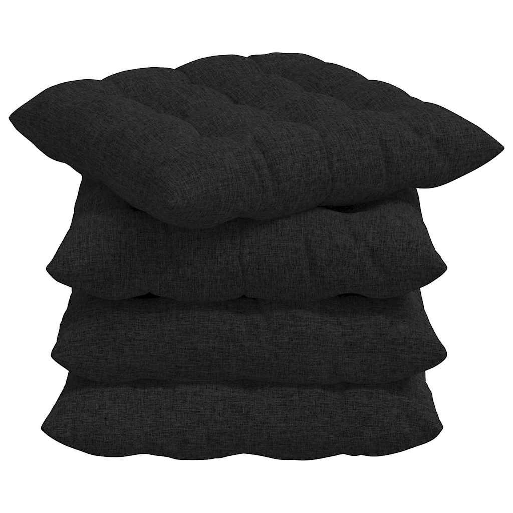 vidaXL Sitzauflage Sitzkissen 4 stk. Stoff Schwarz 40 x 40 x 6 cm, (4 St)