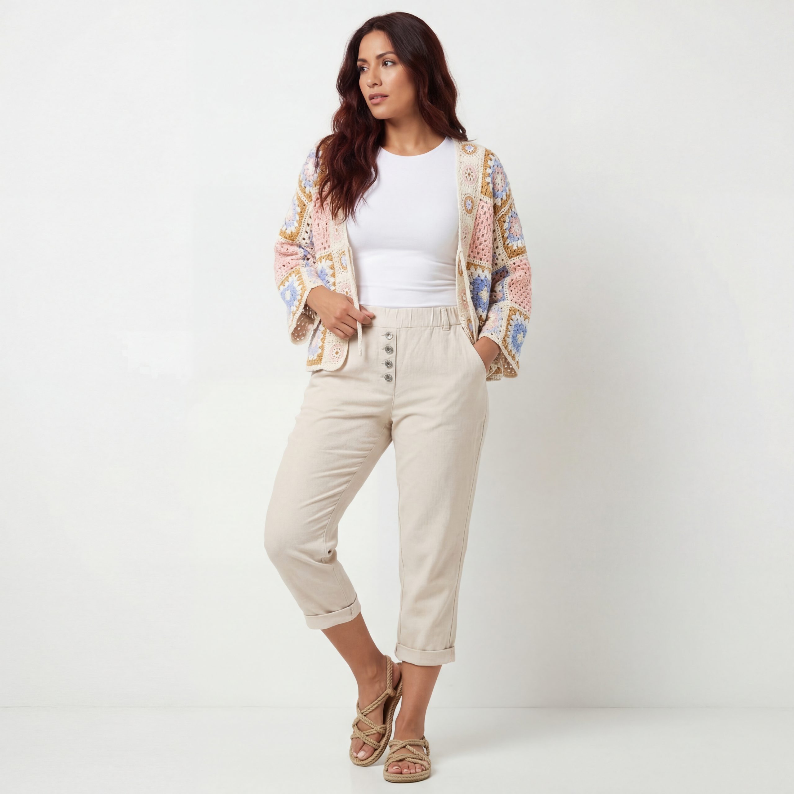 OriginalYou 7/8-Caprijeans Damen mit Stretch Knitterlook kurze Sommerhose m günstig online kaufen