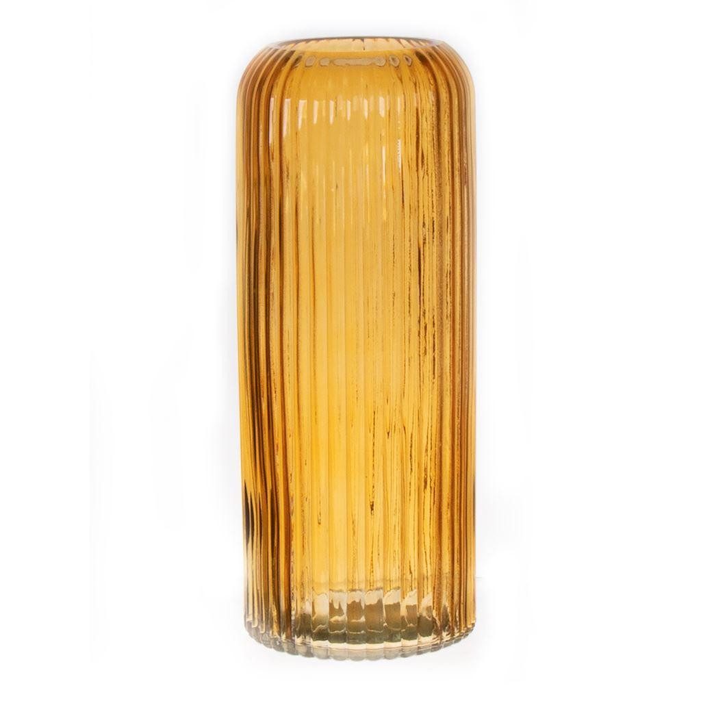 INNA-Glas Dekovase Dekovase ALBURGIS mit Rillen, Glas, orange-klar, 25cm, Ø10cm