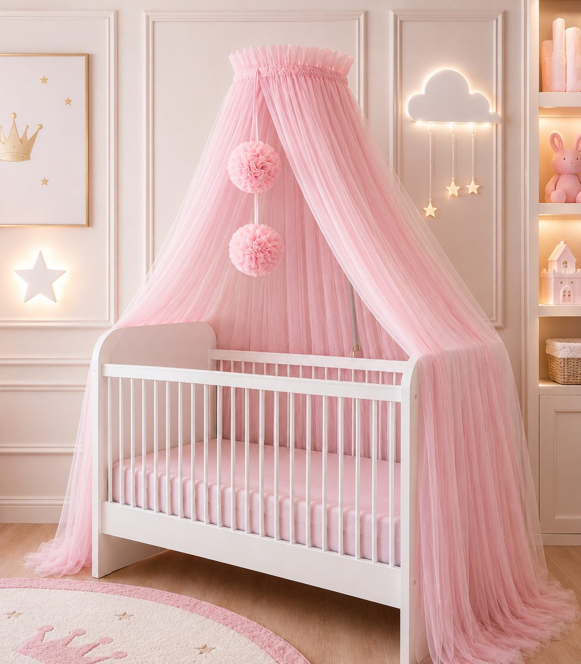 Baby Fancyroom Betthimmel Betthimmel aus 12 Meter Tüll aus 1. Klasse für Kinderbett Gitterbett, Himmel für Babybett Kinderbett
