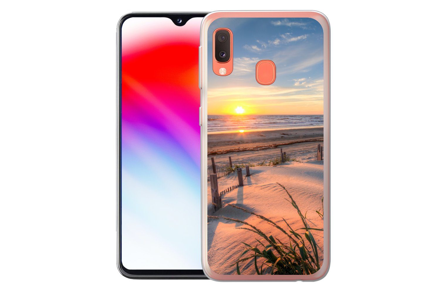MuchoWow Handyhülle für Samsung Galaxy A20e Strand - Meer - Düne - Sonnenuntergang - Lands, Smartphone-Bumper, Print, Handy Schutzhülle Dünn