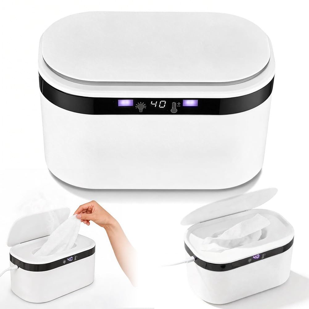 Fyrove Feuchttücherbox Babyfeuchttücherwärmer mit LED Licht & USB Betrieb (Set, 1 St., Erwärmungsdauer der oberen Tücher: 8–10 Minute), Schnelles Erwärmen für angenehm warme Feuchttücher