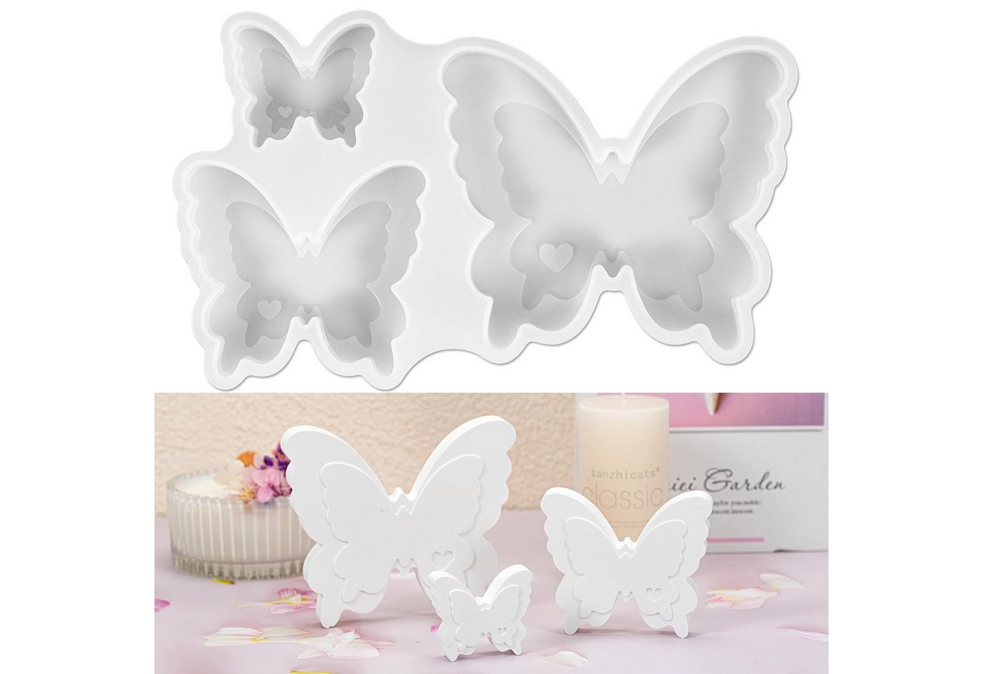 FOUORTUNATE-BEE Silikonform Schmetterling Silikonform Ostern Frühling 3D Silikonformen Gießformen, (Frühling Schmetterling), Giessform Silikon für DIY Handwerk