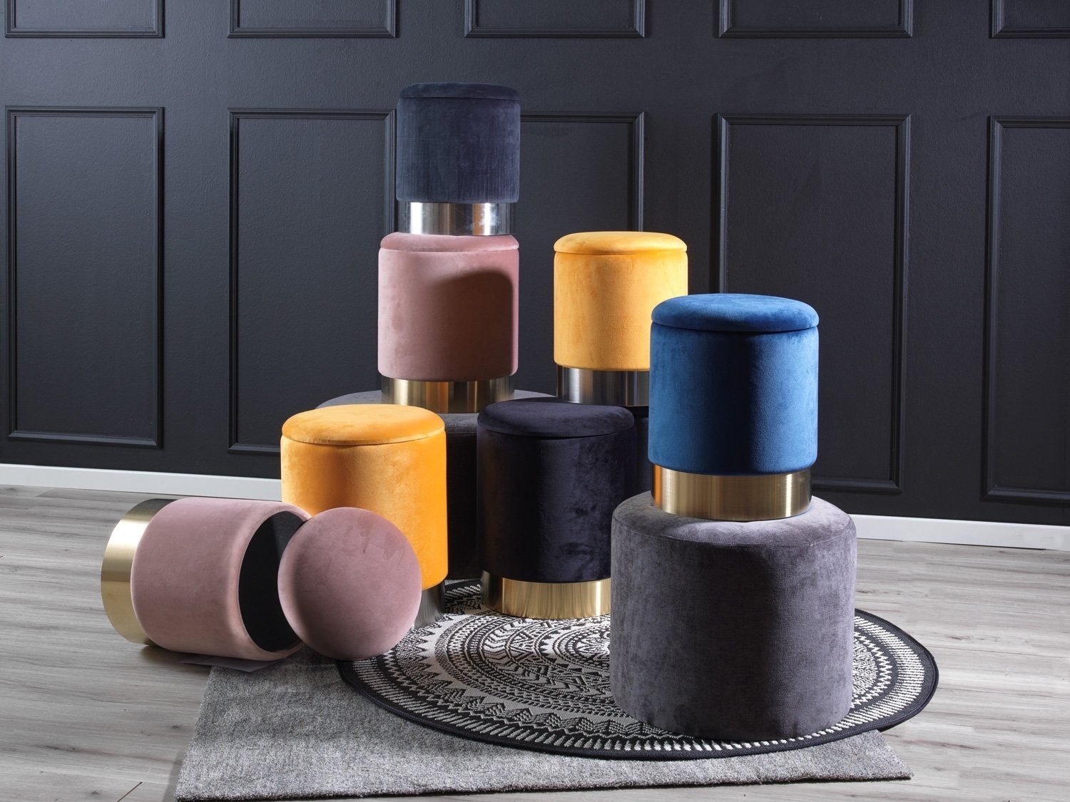 Home4You Sitzhocker, Ø 31 cm, Rosa, Samtbezug, mit abnehmbarem Deckel günstig online kaufen