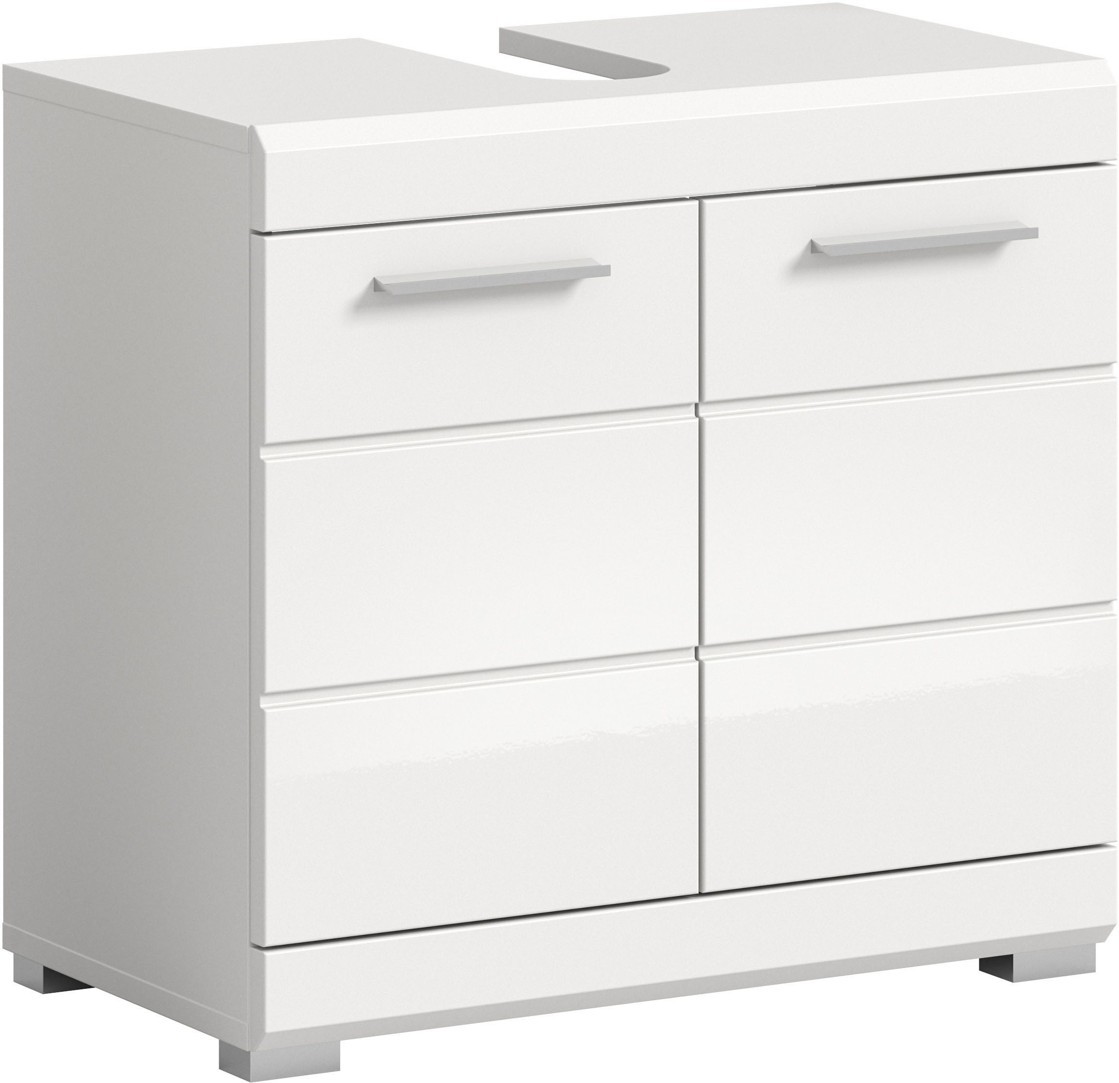 welltime Waschbeckenunterschrank SIENA, Breite 60cm, mit 2 Türen oder 2 Schubkästen, MDF-Front (1-St., TOPSELLER!, mit Siphonausschnitt 10x25 cm) in verschiedenen Farben erhältlich, Badmöbel, Badschrank, Kommode, Bad