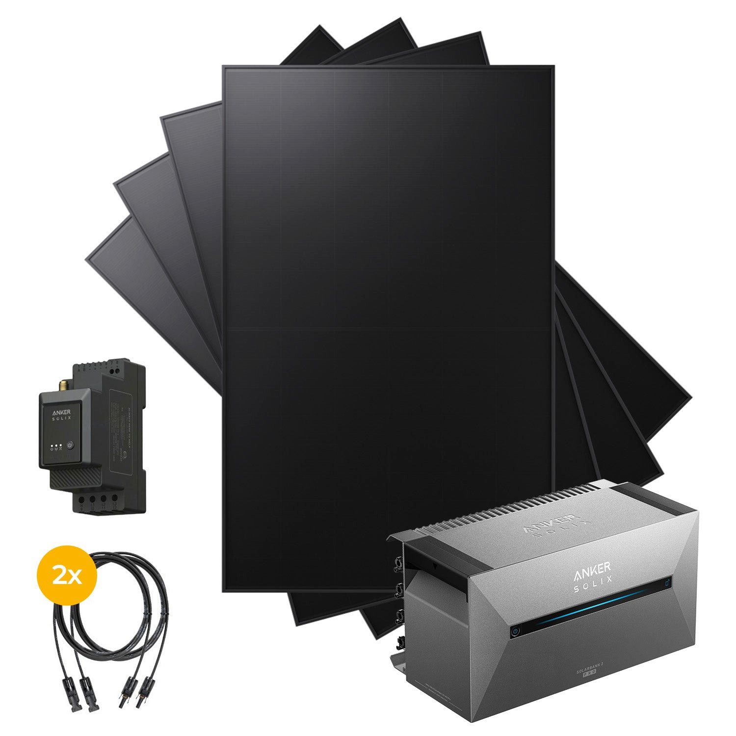 Kleines Kraftwerk Balkonkraftwerk, 1920 W, Monokristallin, (ohne Halterung), 4 x 480W, Anker Solarbank 2 Pro