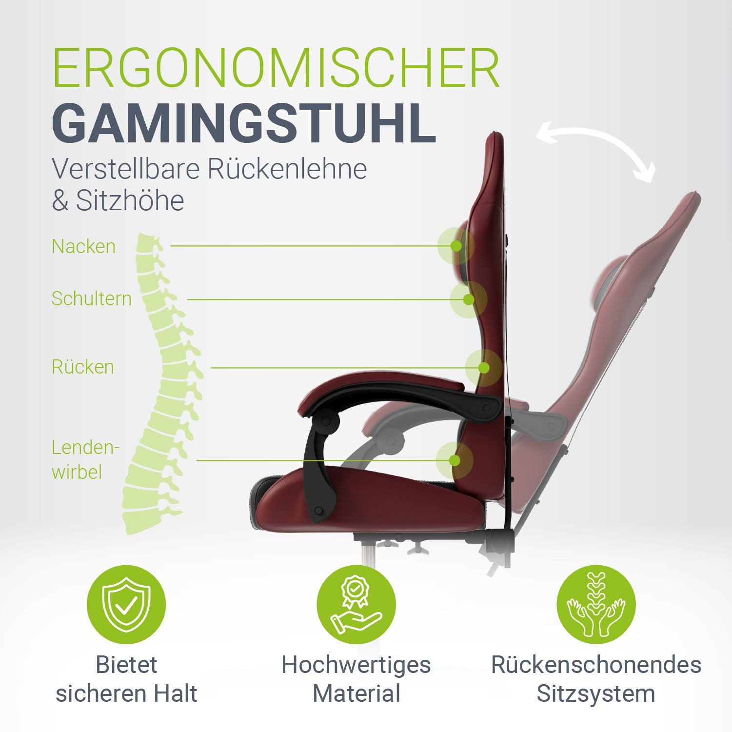 Juskys Gaming-Stuhl HyperSeat, Verstellbare Rückenlehne, robuste günstig online kaufen