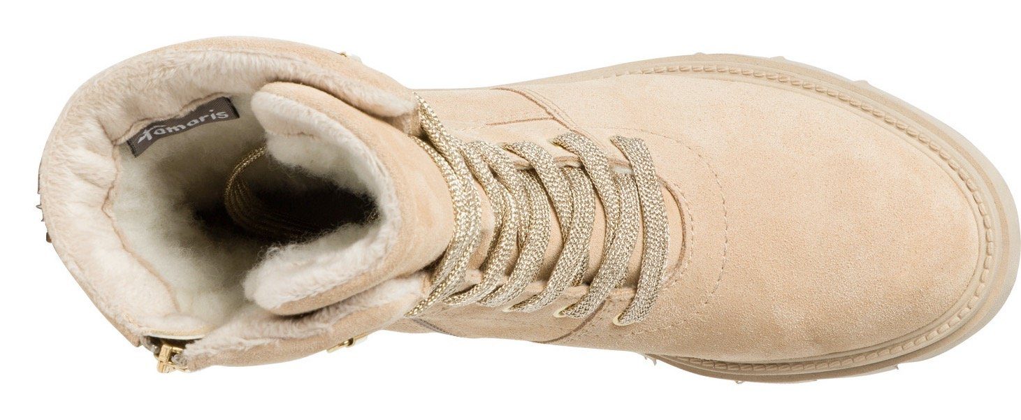 Tamaris Winterboots zusätzlichem mit beige Reißverschluss