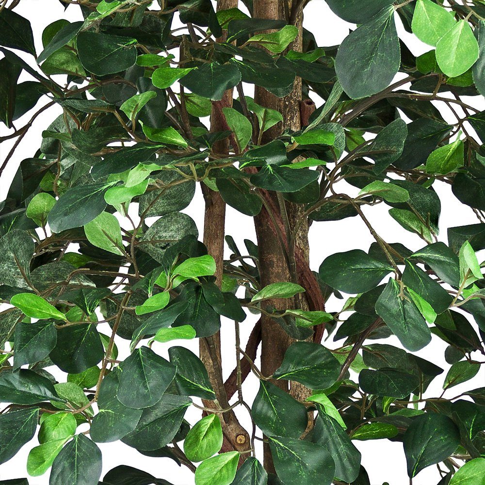 mit Kunstbaum Künstliche 125 Baum cm, Kunstlicher Decovego, Kunstbaum Höhe Pflanze Echtholz 125 cm