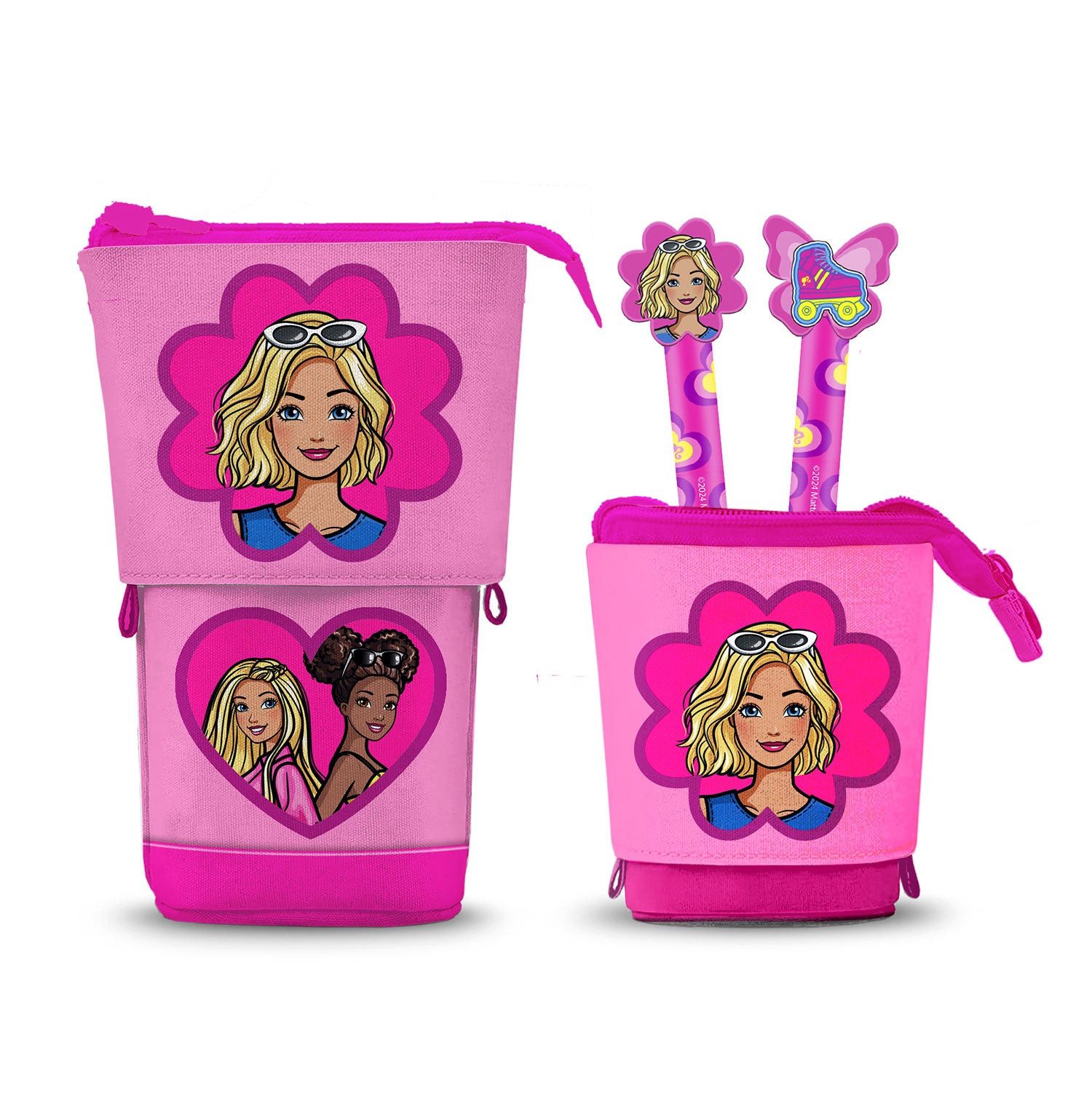 Karactermania Federmäppchen Barbie Flower-Cute Federmappe + 2 Radierbare Gelstifte