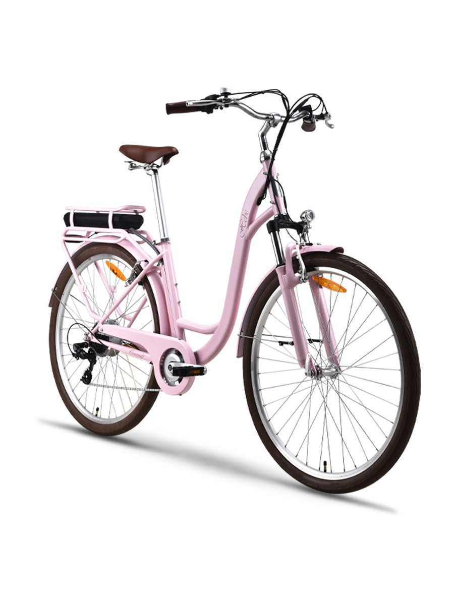 VECOCRAFT E-Bike Cityrad HEBE elektrofahrrad citybike ebike damen 28 zoll, 7 Gang Shimano, Kettenschaltung, Heckmotor, 360 Wh