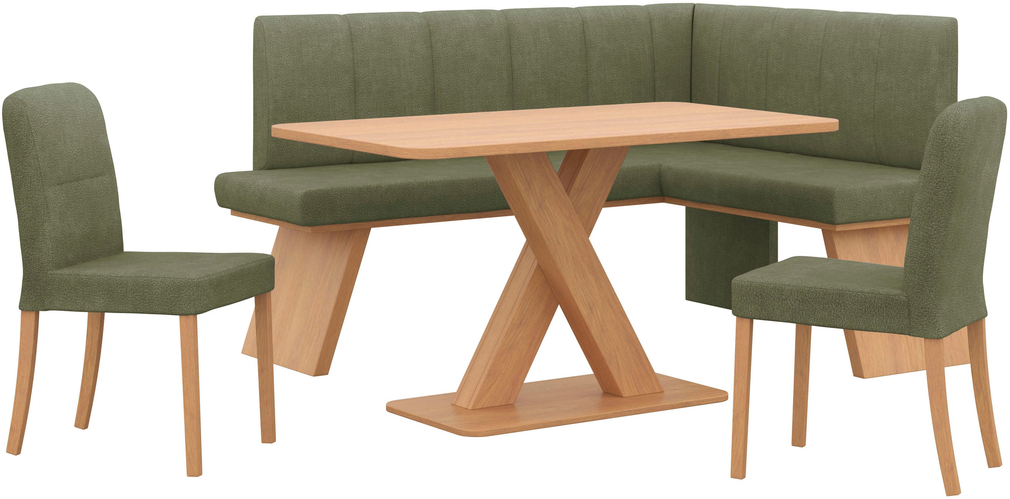 Home affaire Eckbankgruppe Nina, (Set, 4-tlg., 4er), Sitzgruppe Esszimmer Stühle Tisch und Bank bequem gepolstert