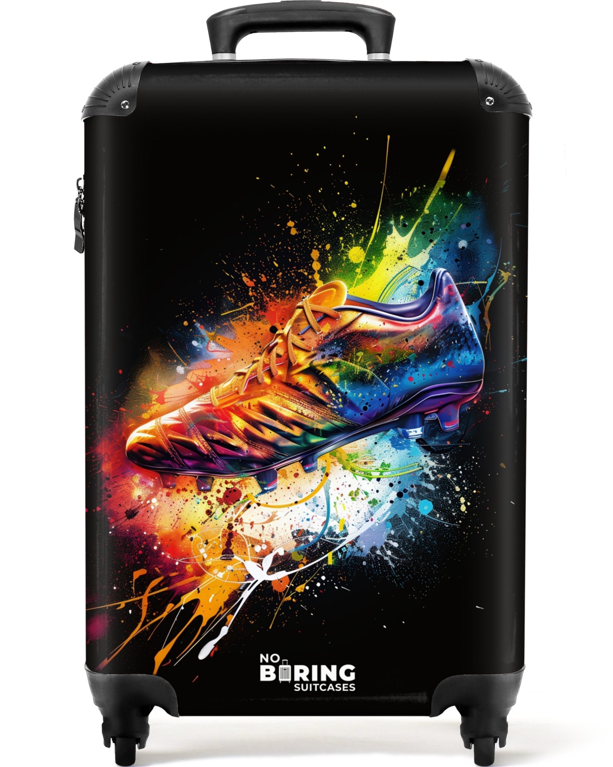 NoBoringSuitcases.com© Hartschalen-Trolley mit leuchtende Räder - Eishockey mit Graffiti 67 cm - 72 L, 4 Rollen, Koffer Mittelgroß für 20kg, Suitcase für Erwachsene, Reisekoffer