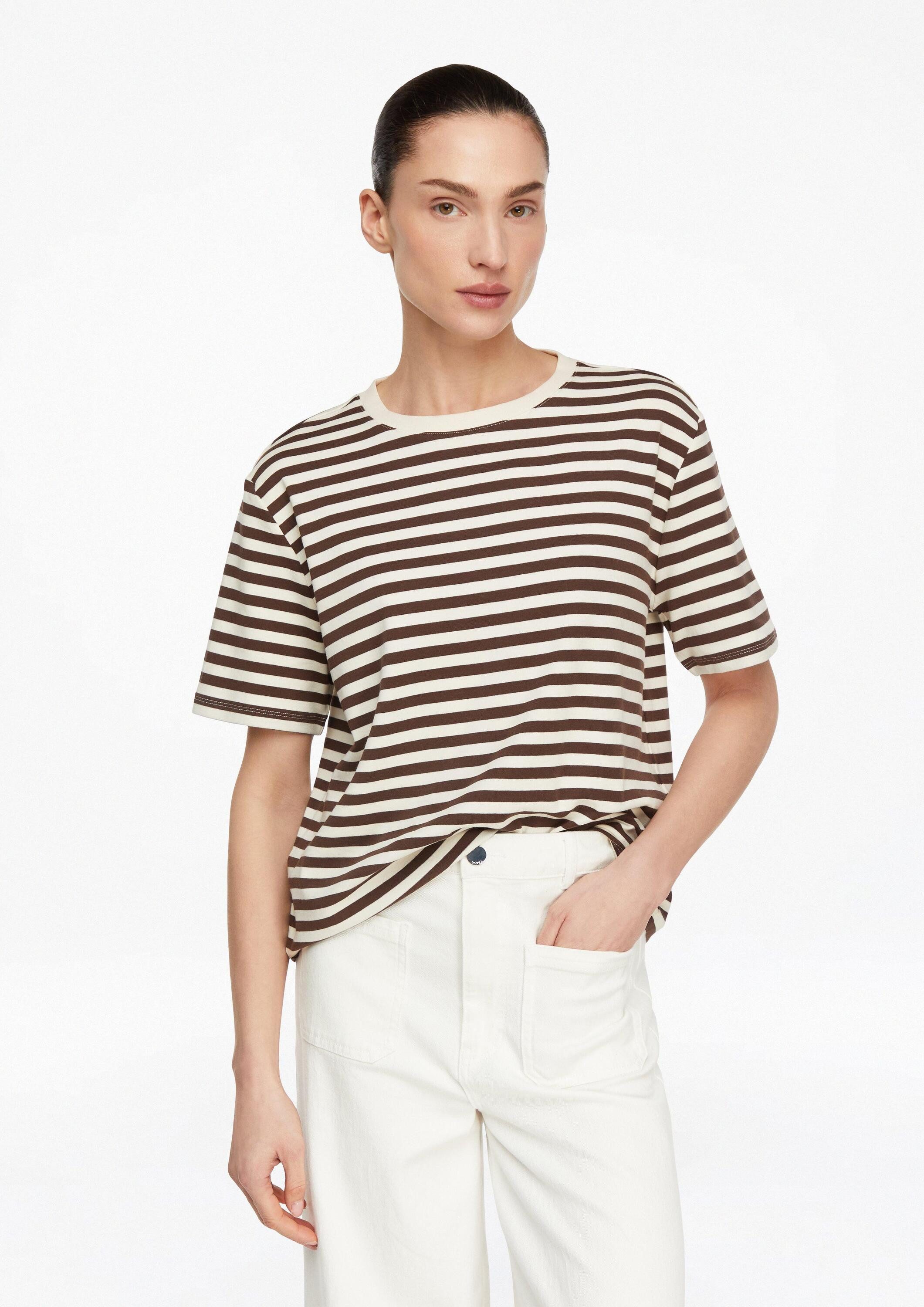 comma Kurzarmshirt T-Shirt Streifenshirt im Regular Fit