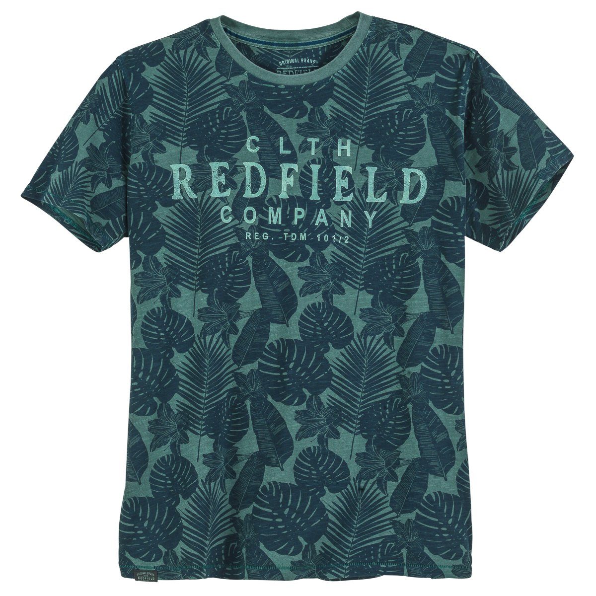 redfield Rundhalsshirt Große Größen T-Shirt grün Alloverprint floral Redfield