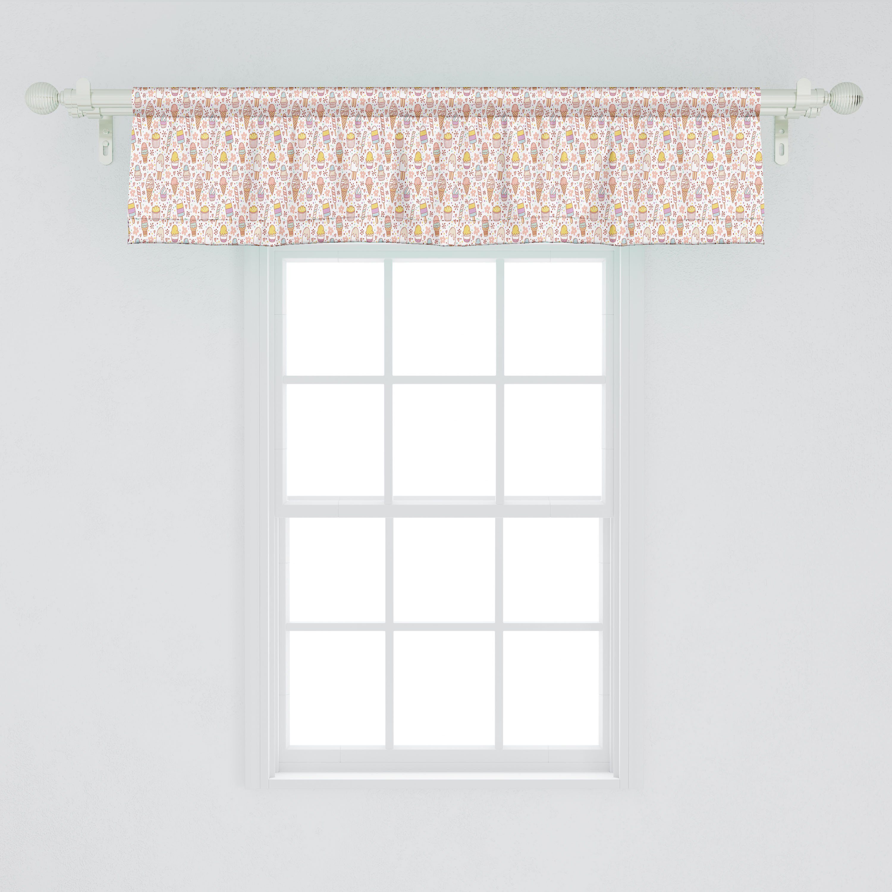 Eis Dekor Stangentasche, Microfaser, Vorhang mit Küche für Scheibengardine Abakuhaus, Candies Volant Schlafzimmer