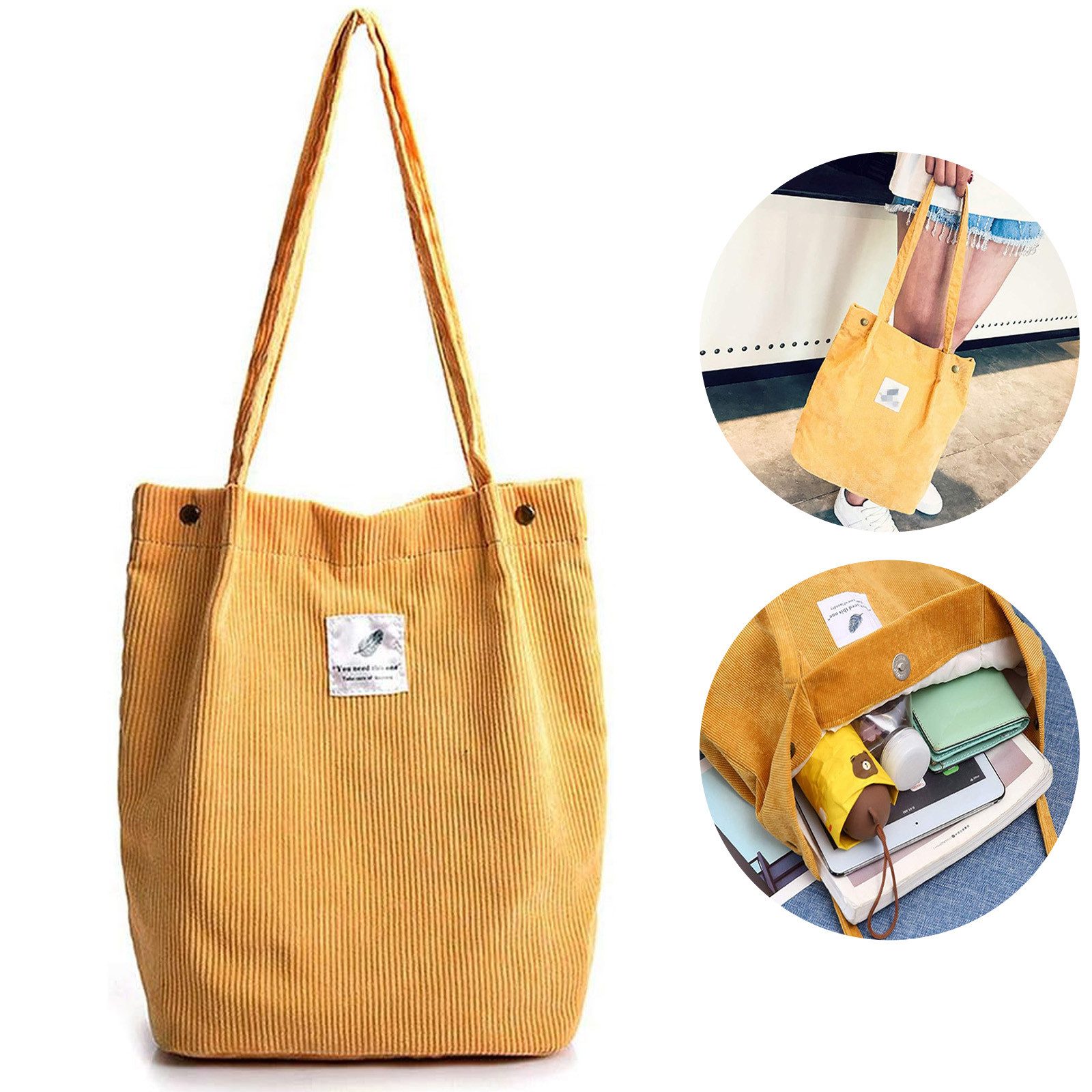 OKWISH Handtasche Kordsamtschultertasche Tote Bag Freizeittasche Alltagstas günstig online kaufen