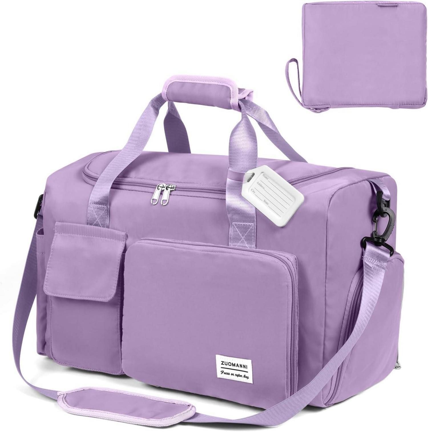 LuxusKollektion Reisetasche Faltbare Reisetasche 36L Große Weekender Wasserdicht Lila