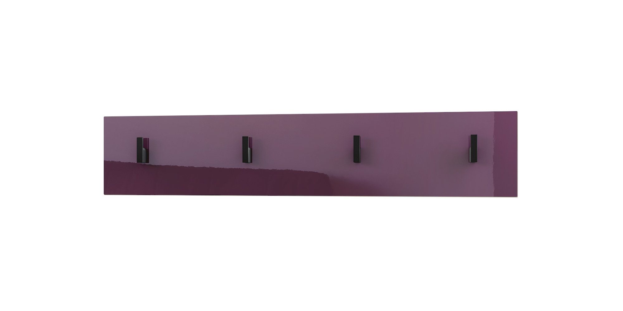 Vladon Шафиpaneel Linea (Wandgarderobe, mit 4 Kleiderhaken), Brombeer Hochglanz (72 x 14,5 x 3,5 cm)