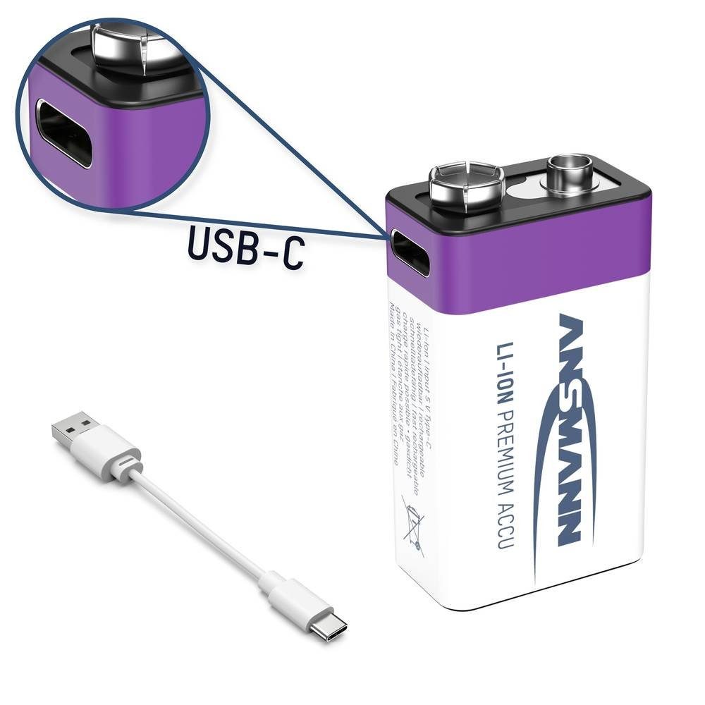ANSMANN AG Li-Ion Akku 9V E-Block Typ 400 (min. 340 mAh) 1er 1315-0005 Akku