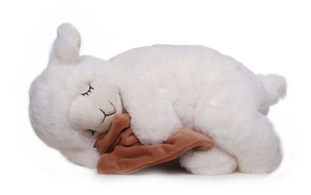 inware Kuscheltier schlafendes Schaf mit Tuch - Kuschelschaf ca. 25 cm groß (1-St), Kuschelweiches Plüschtier Schäfchen