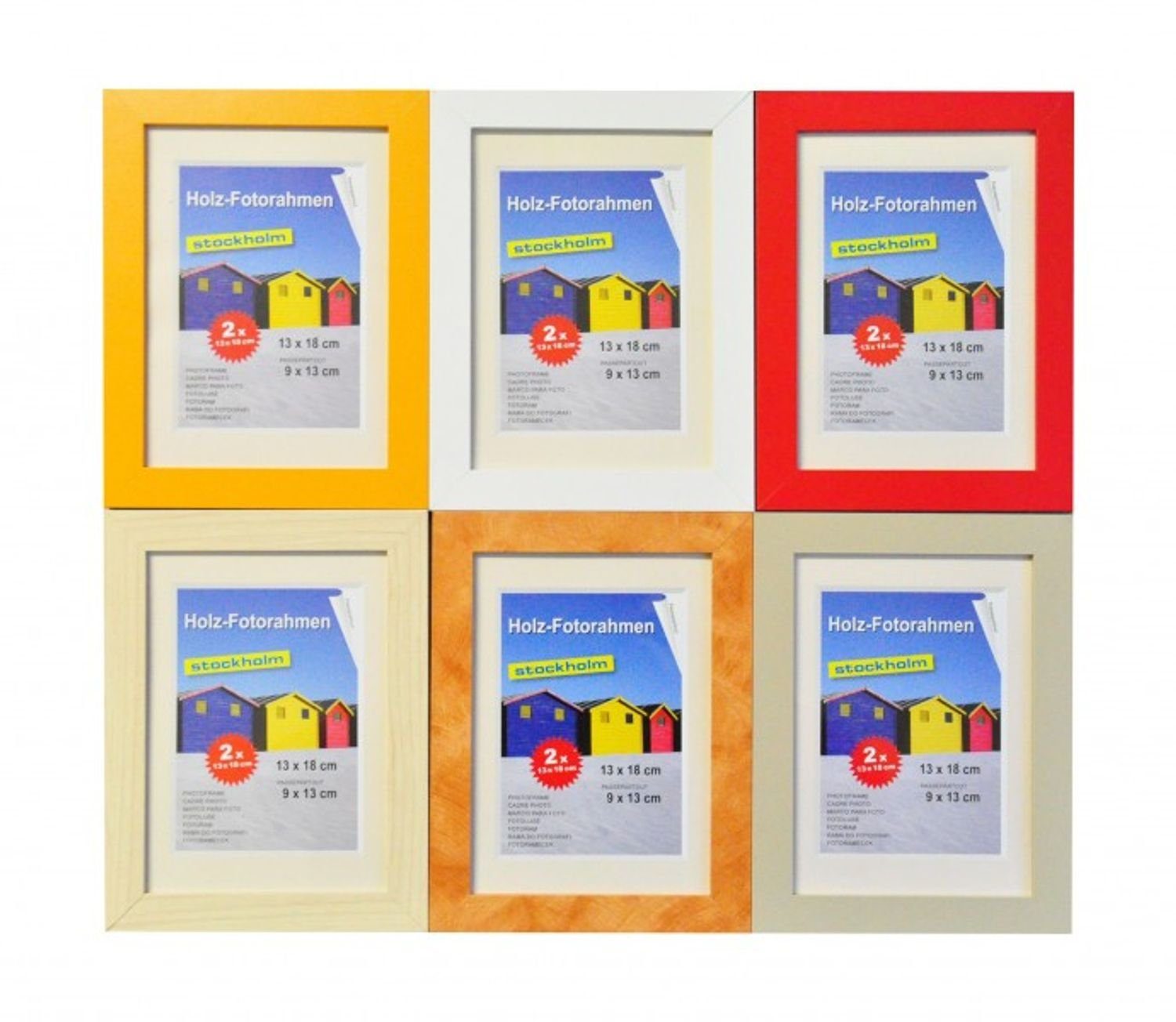 grau 13x18cm Pack Rahmen Bilderrahmen BURI Bilderrahmen 2er Bi versch. Farben Holz-Fotorahmen