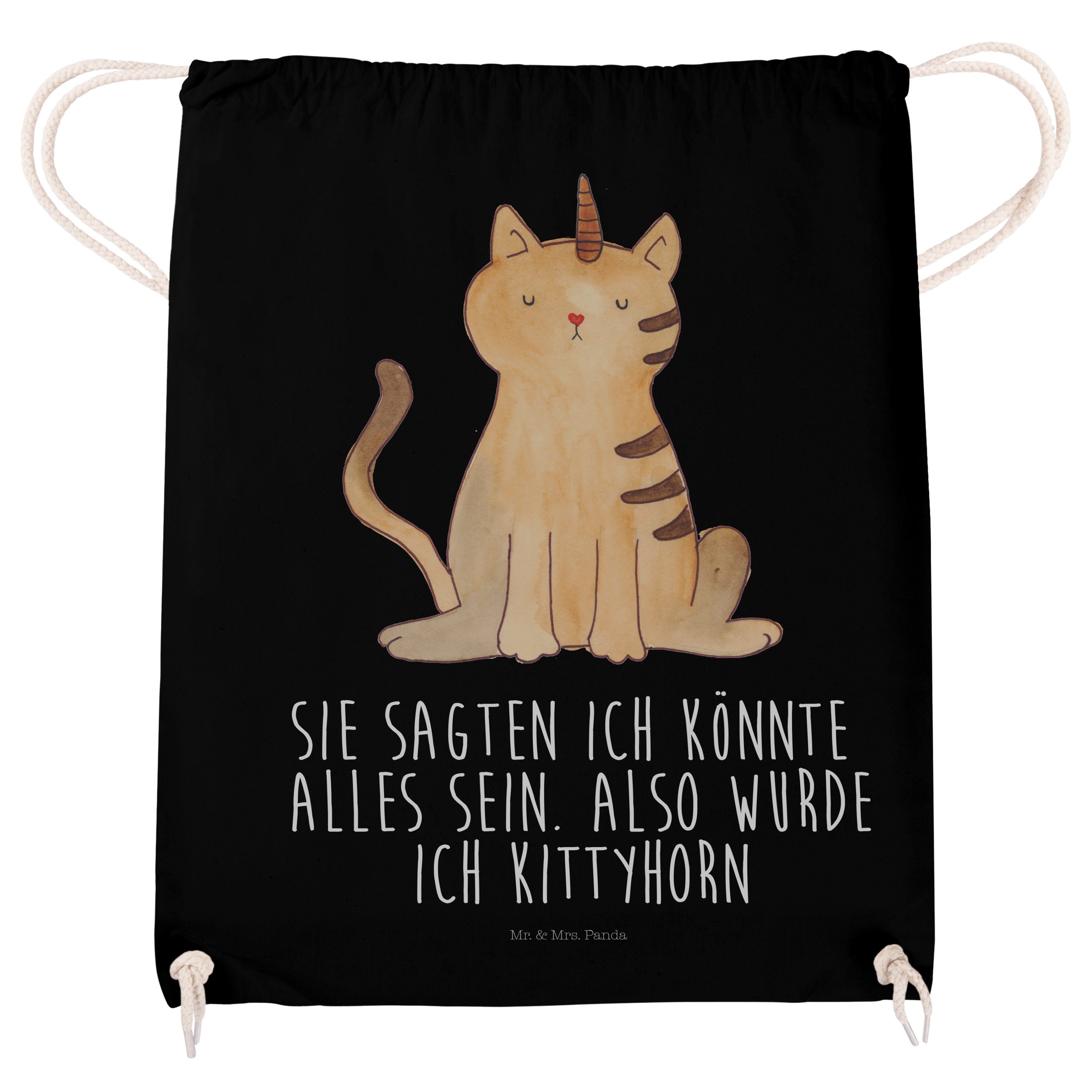 & Sporttasche Einhorn - Katze Mrs. Panda Katzer, Schwarz Geschenk, Mr. (1-tlg) - Einhornkatze, Mie Beutel,