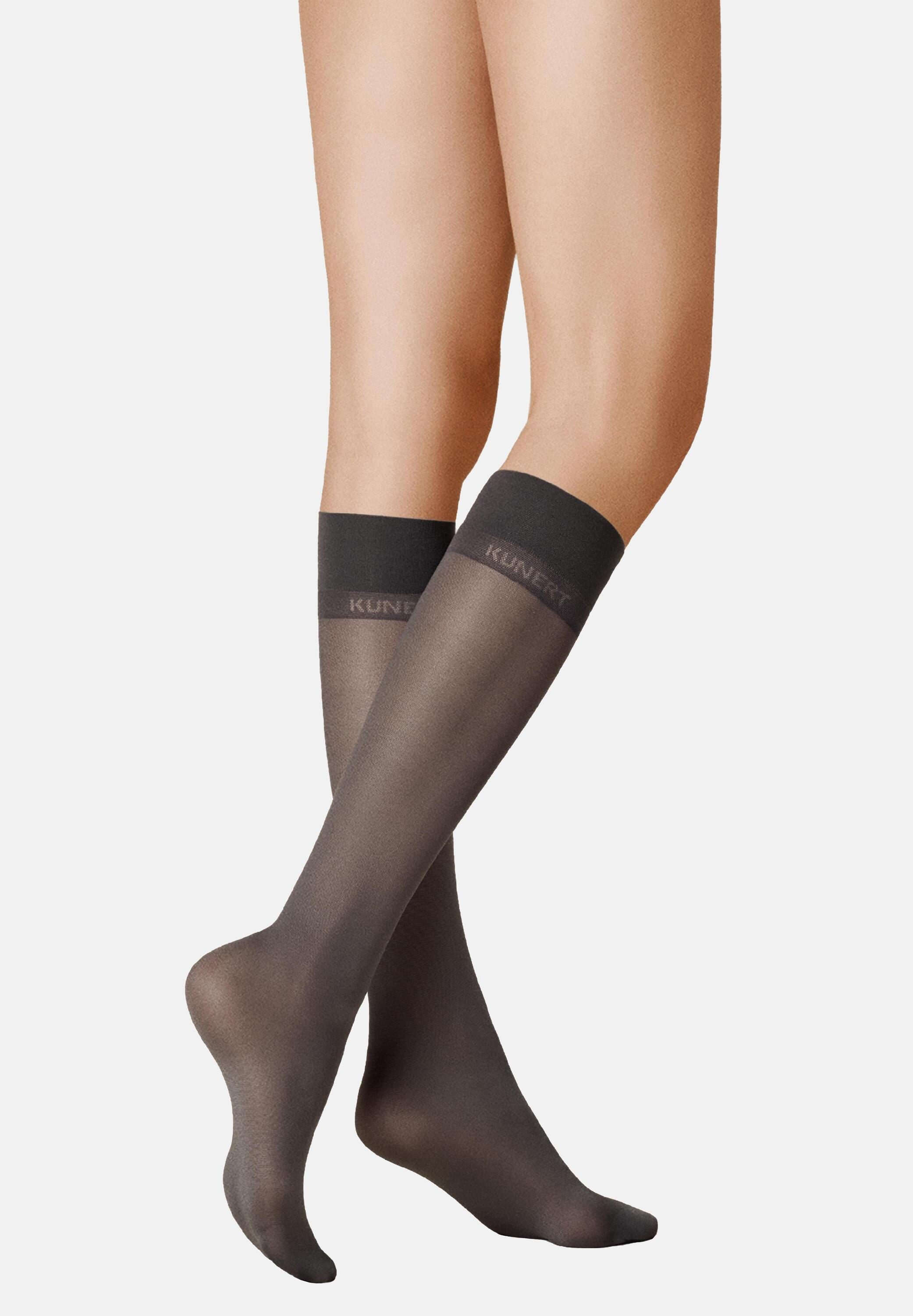 KUNERT Feinkniestrümpfe Satin Look 40 (1-Paar) Semi-blickdichte und glänzende Kniestrümpfe