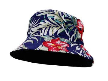 Outbacker Sonnenhut knautschbarer Bucket Hat wendbar in Tropic und schwarz Wendbar