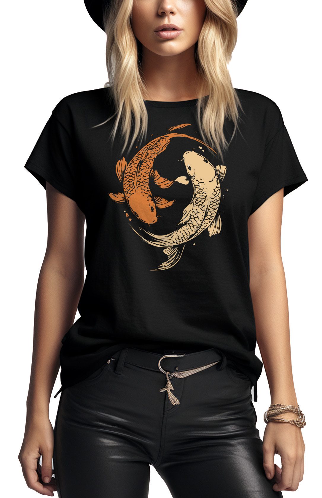 MAKAYA Print-Shirt Damen Yoga Relax Oberteil Yin Yang Casual Basic Top mit günstig online kaufen