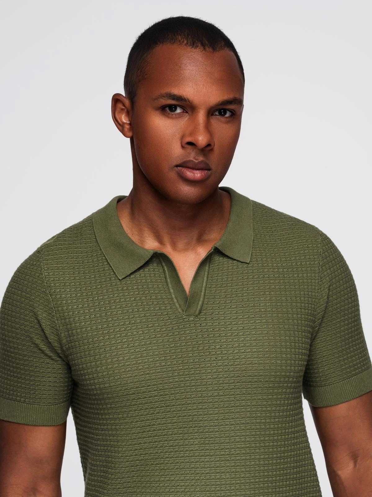 OMBRE Poloshirt Gestricktes Poloshirt für Herren ohne Knöpfe