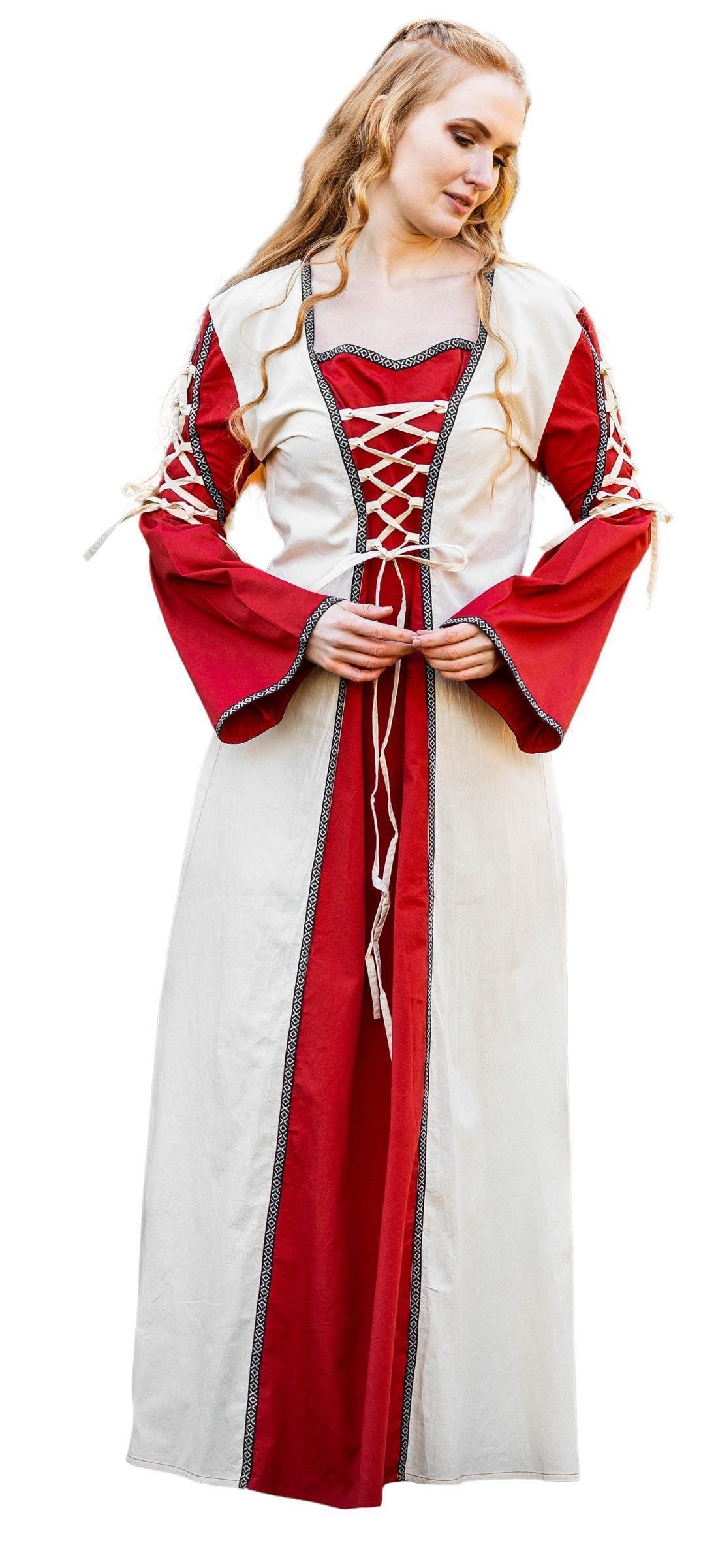 Leonardo Carbone Burgfräulein-Kostüm Kleid "Amalia" mit kunstvoller Schnürung, Bordüre am Saum, hochwertiger Baumwolle