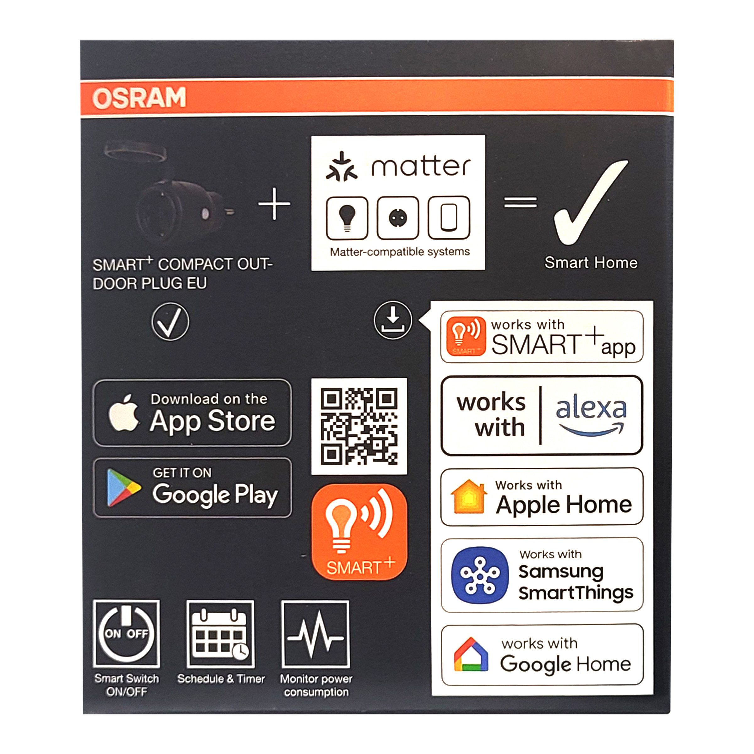 Osram Steckdose Osram SMART+ MATTER Outdoor Plug EU 4er-Set – Smarte Steuerung, 4-St.