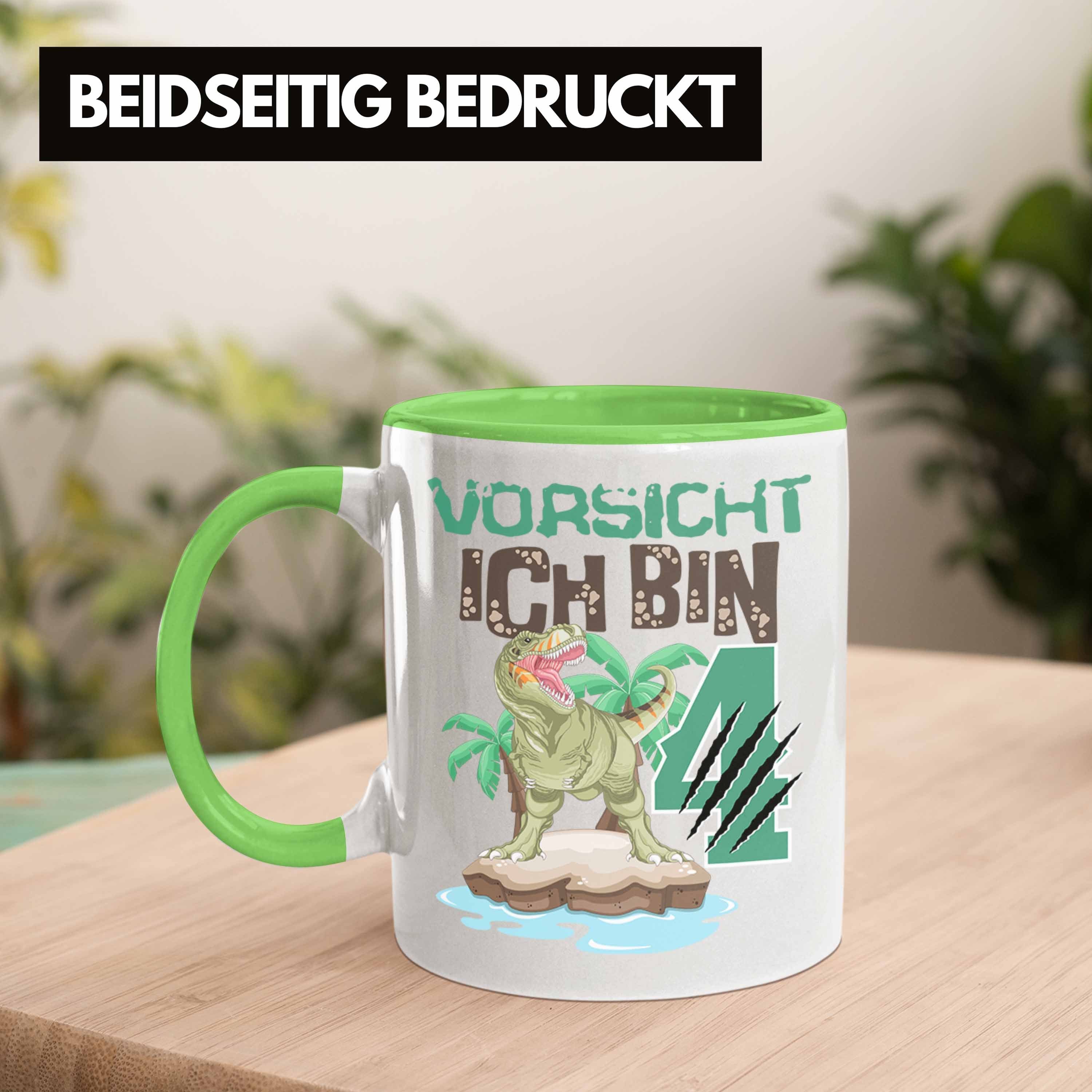 Trendation Tasse Vorsicht Ich Grün 4er Geschenkidee Jungs 4 Bin Geburtstag Geschenk Dinosaur