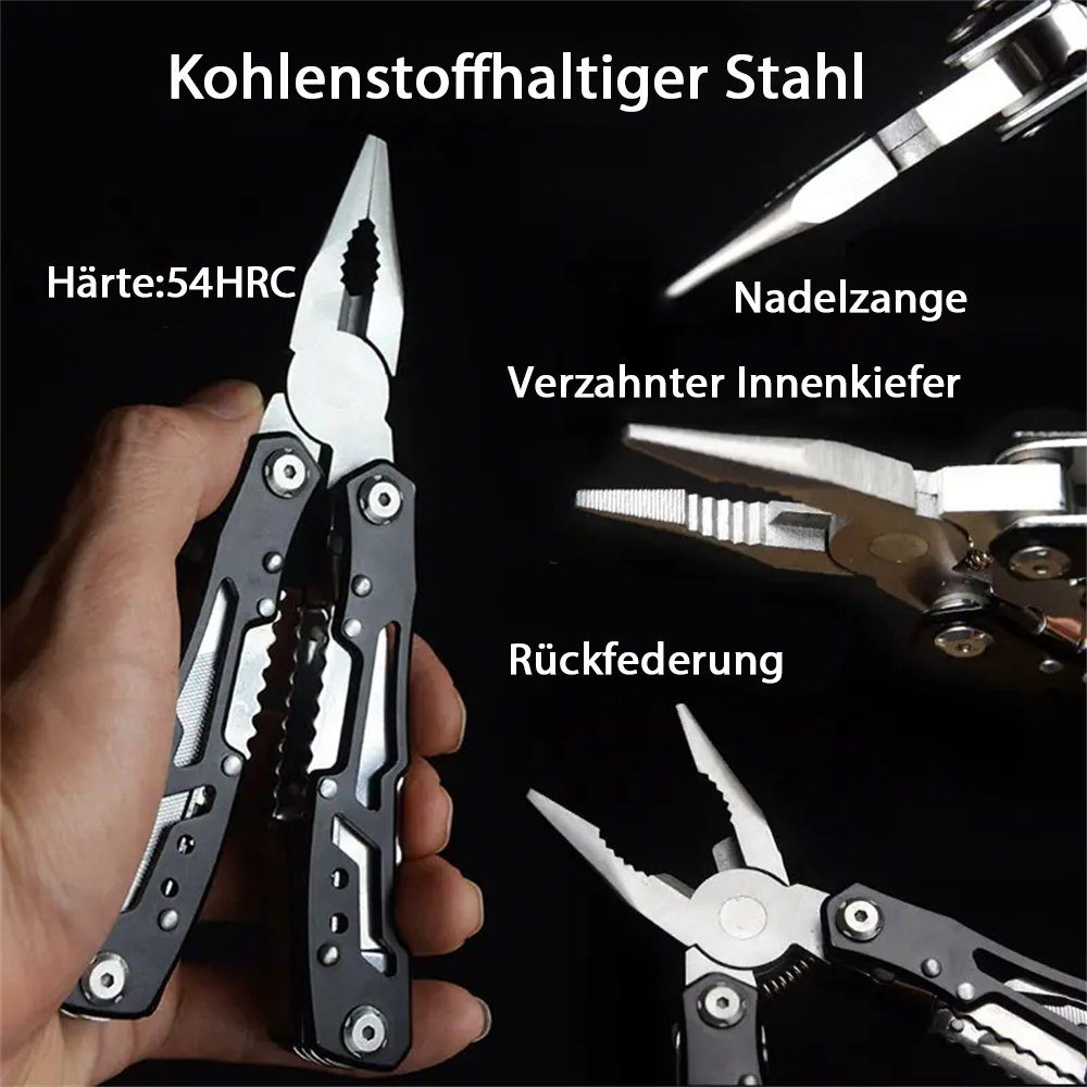 Multitool Edelstahl Klappzange Taktik- aus Haushaltswerkzeuge Camping-, für TUABUR Silber und