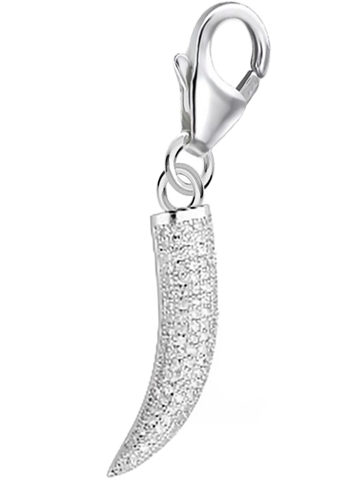 Goldene Hufeisen Charm Kristall Charm Anhänger Silber Drachenzahn 925 Sterling Armband Karabiner Zahn, 925 Silberschmuck für Herren und Damen