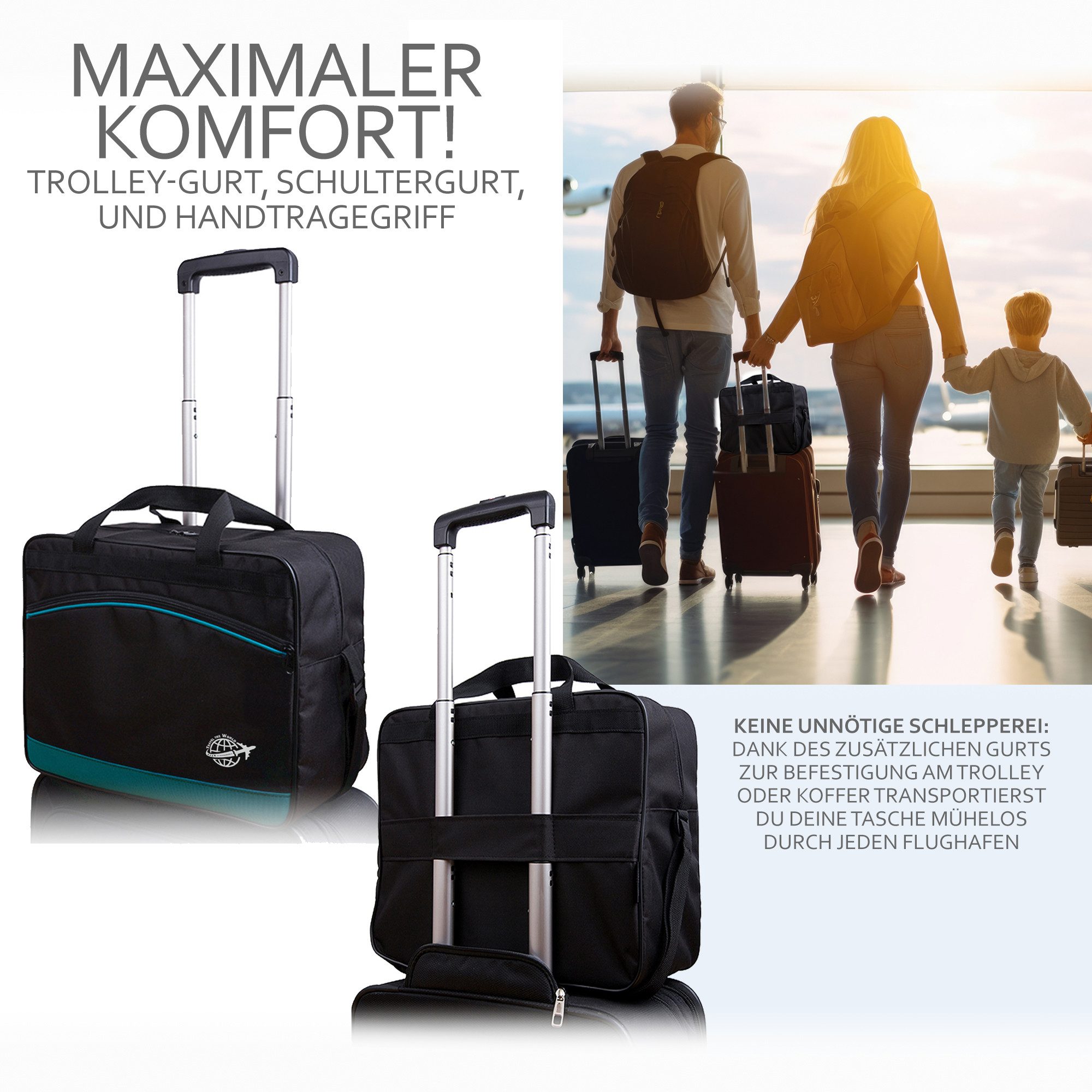 BambiniWelt by Rafael K. Reisetasche Handgepäck Boardgepäck Bordcase 40x20x25 40x30x20 Ryanair Wizzair (M1), wasserabweisend