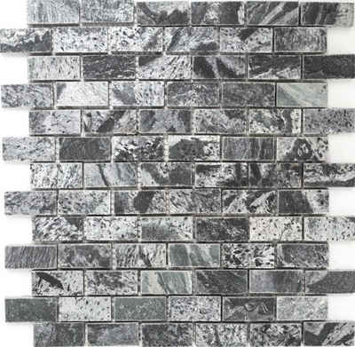 Mosani Mosaikfliesen Quarzitmosaik Mosaikfliesen silbergrau poliert / 10 Matten