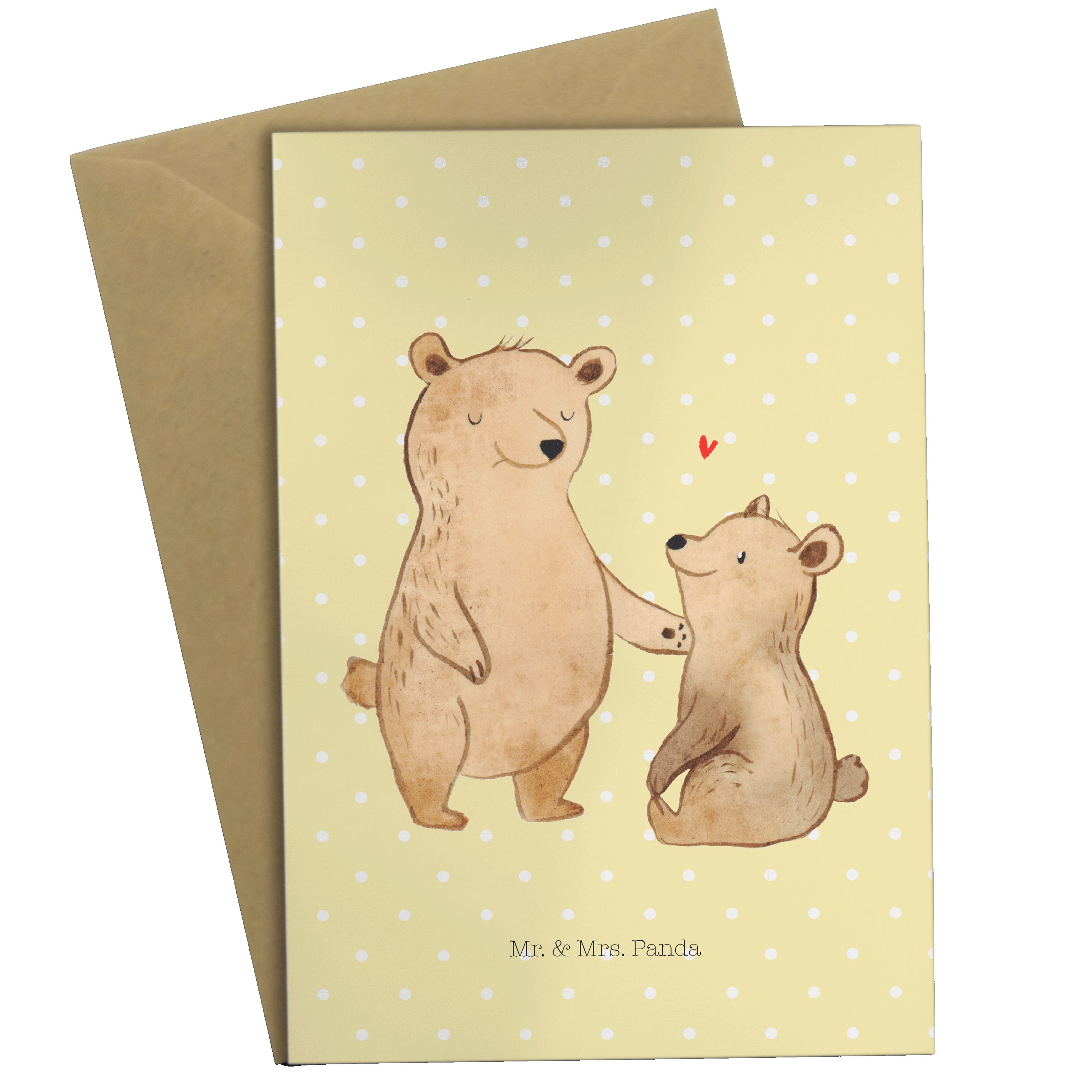 Bruder, Gelb Bru Grußkarte & - Großer Bruder Pastell Geschenk, Mr. Mrs. Papa, bester Bär - Panda