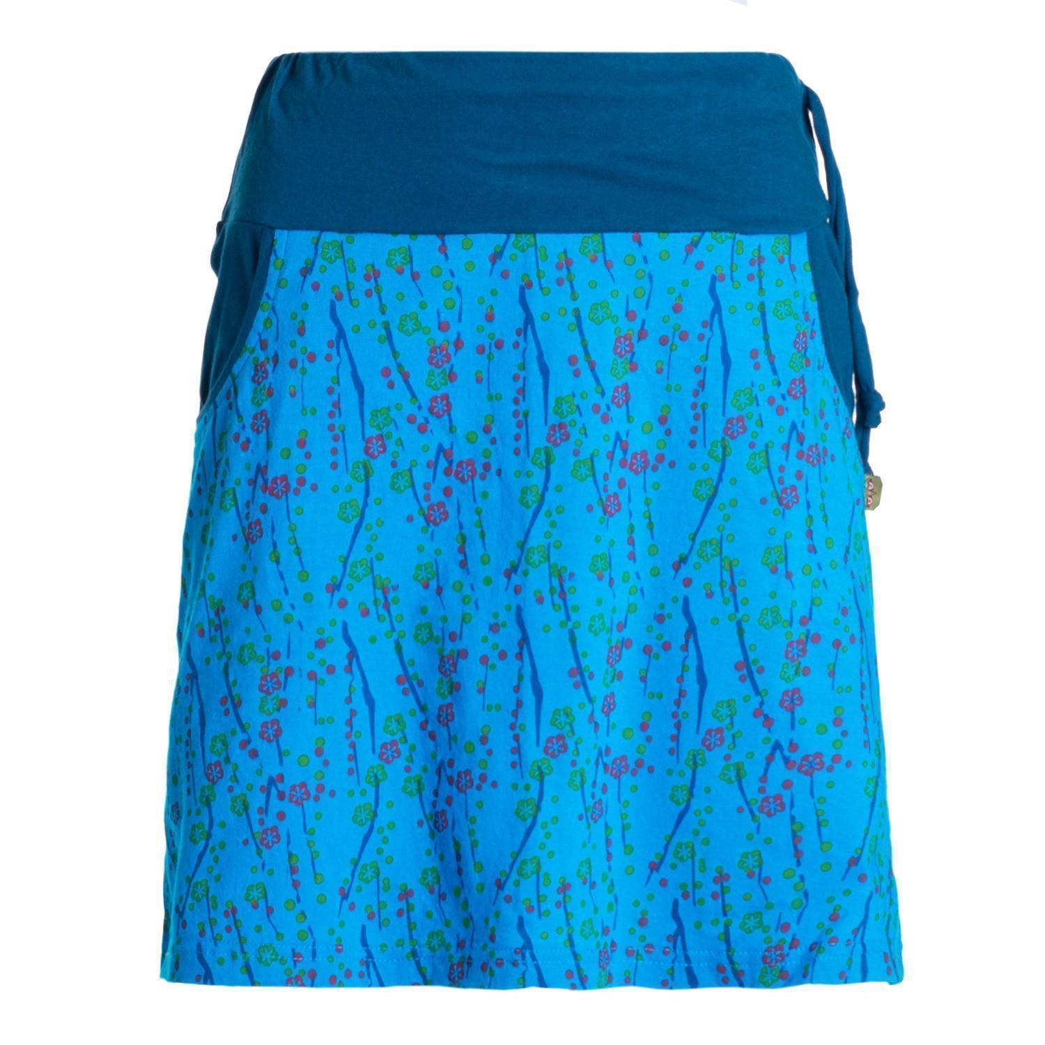 Minirock Baumwolle Blumen-Muster extra breiter Bund mit Kordel-Zug und Taschen